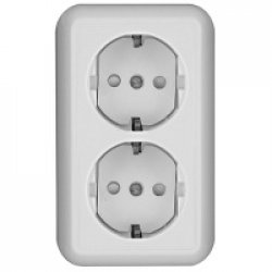 Розетка с з/к 2-х местная РА16-757 "Прима"наружной установки