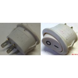 Выключатель 1-клавишный без подсветки 2 контакта овальный KCD4 26х18х29мм 16A белый BU0013